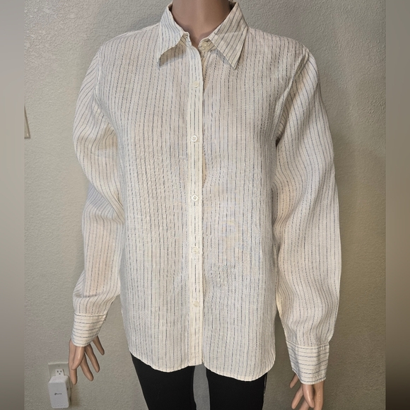 Polo Ralph Lauren Tops - Polo Ralph Lauren Womens size PL  100% Linen Long Sleeve Shirt